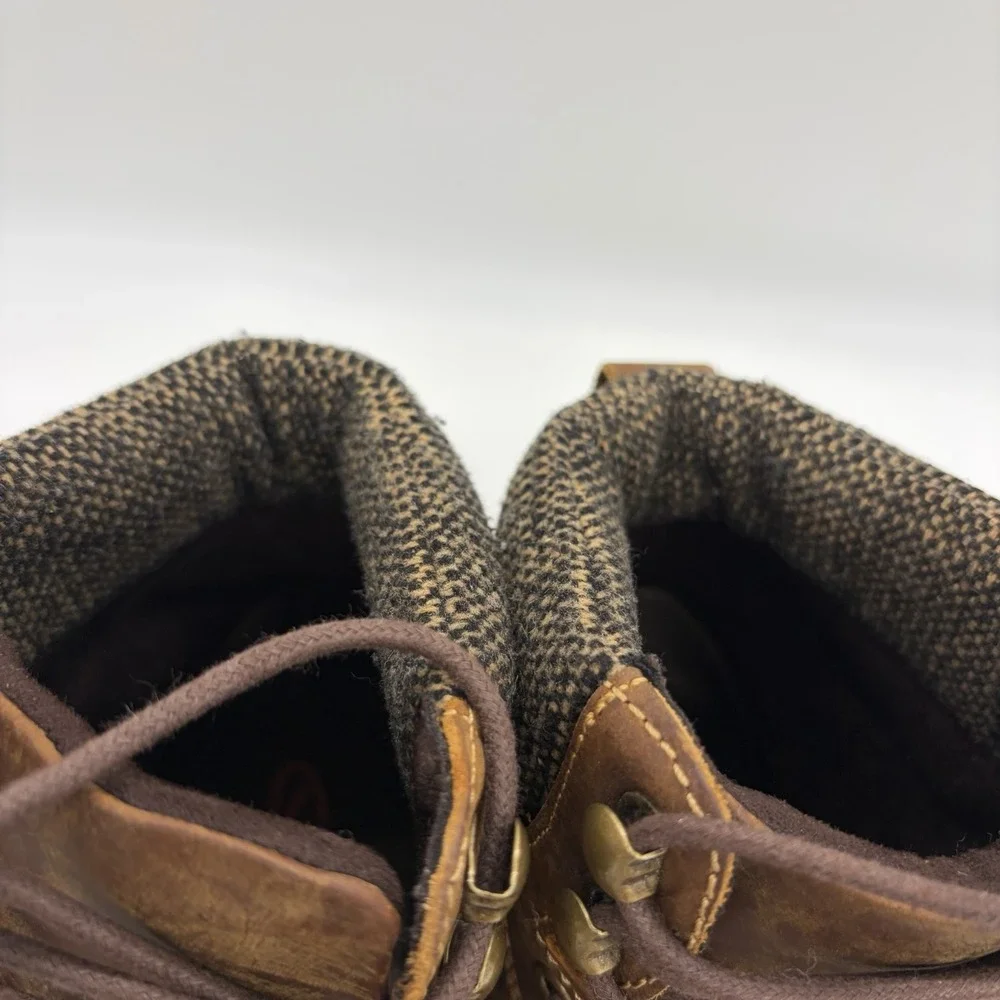 GBX Mens 7.5 Chukka Boots Brown Leather Tweed Corduroy Heel Lug Sole Y2K #135352